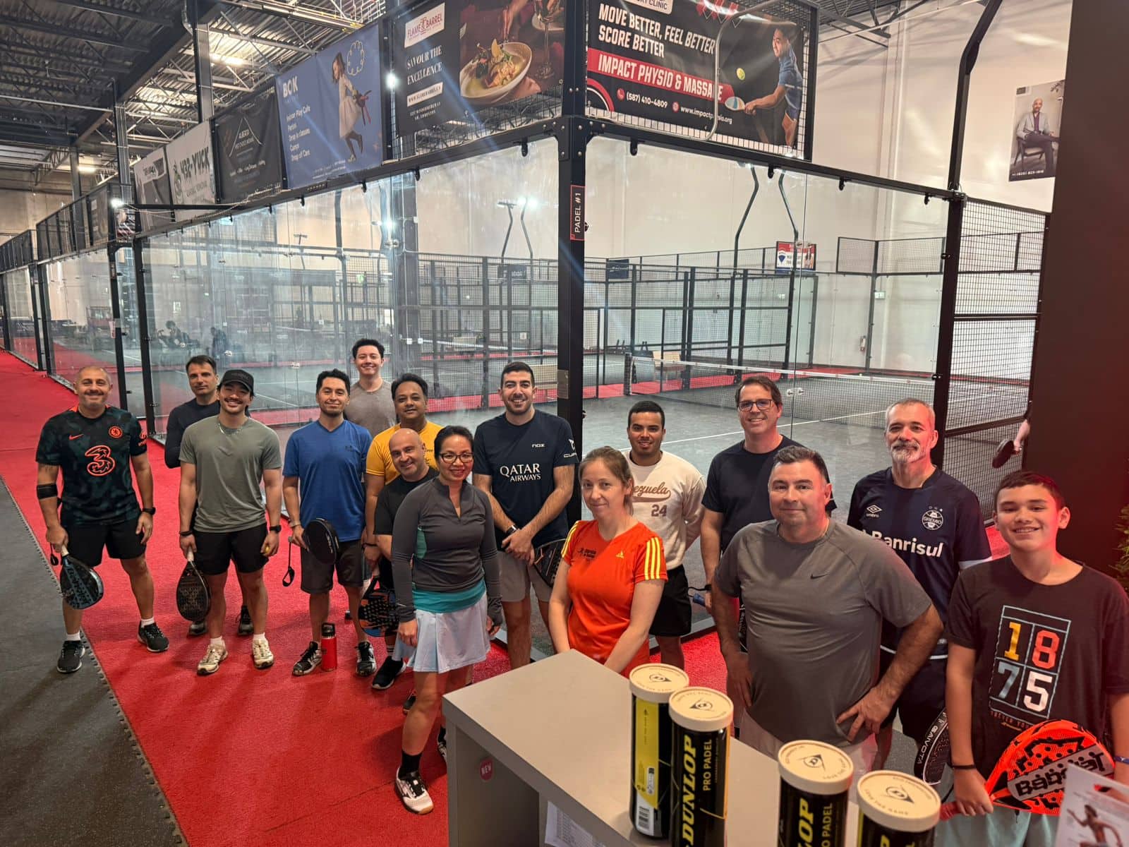 Members gathered at The Padel Zone after a drop-in